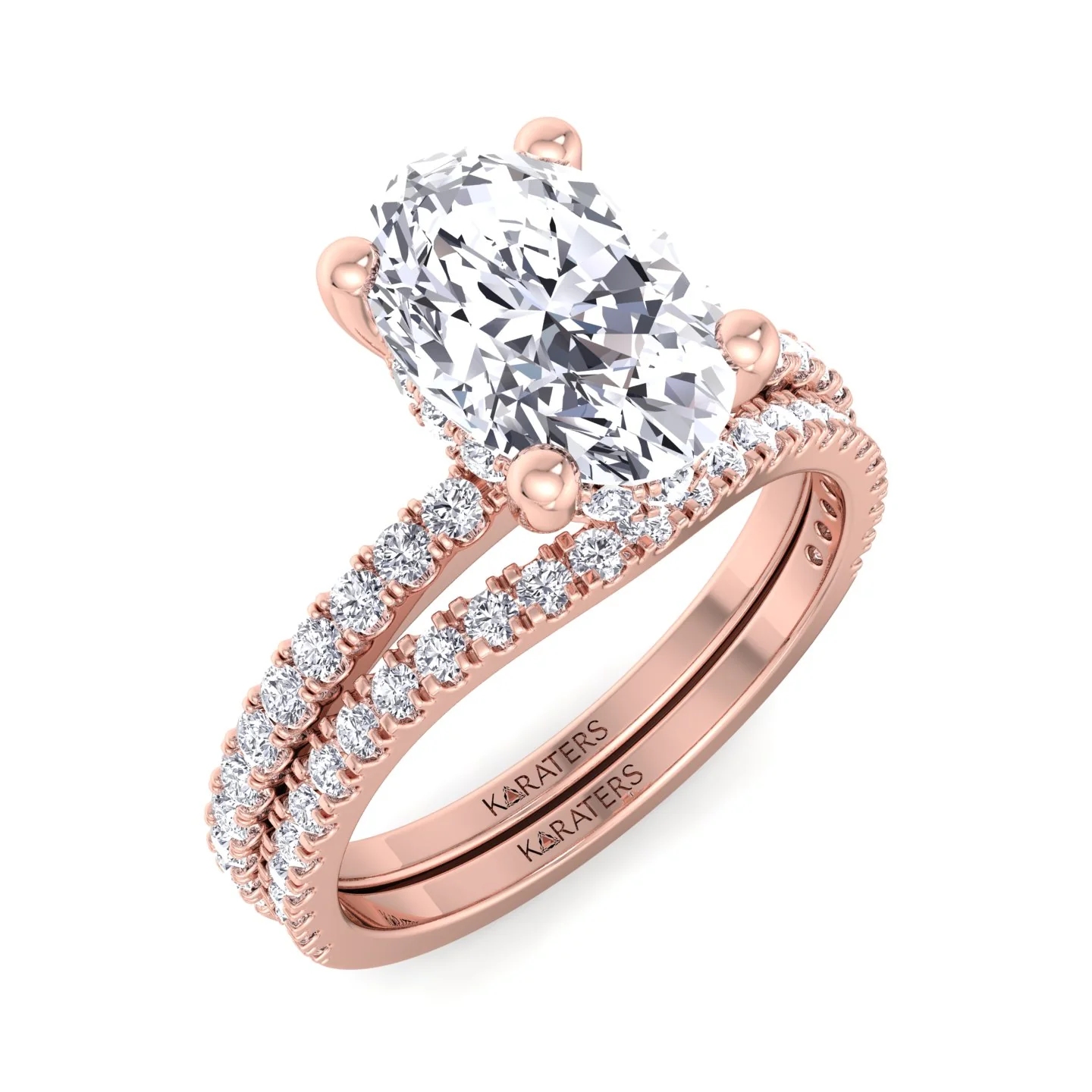 3.63CT Total Weight  Oval Halo Lab Grown Diamond Wedding Set - Image 10