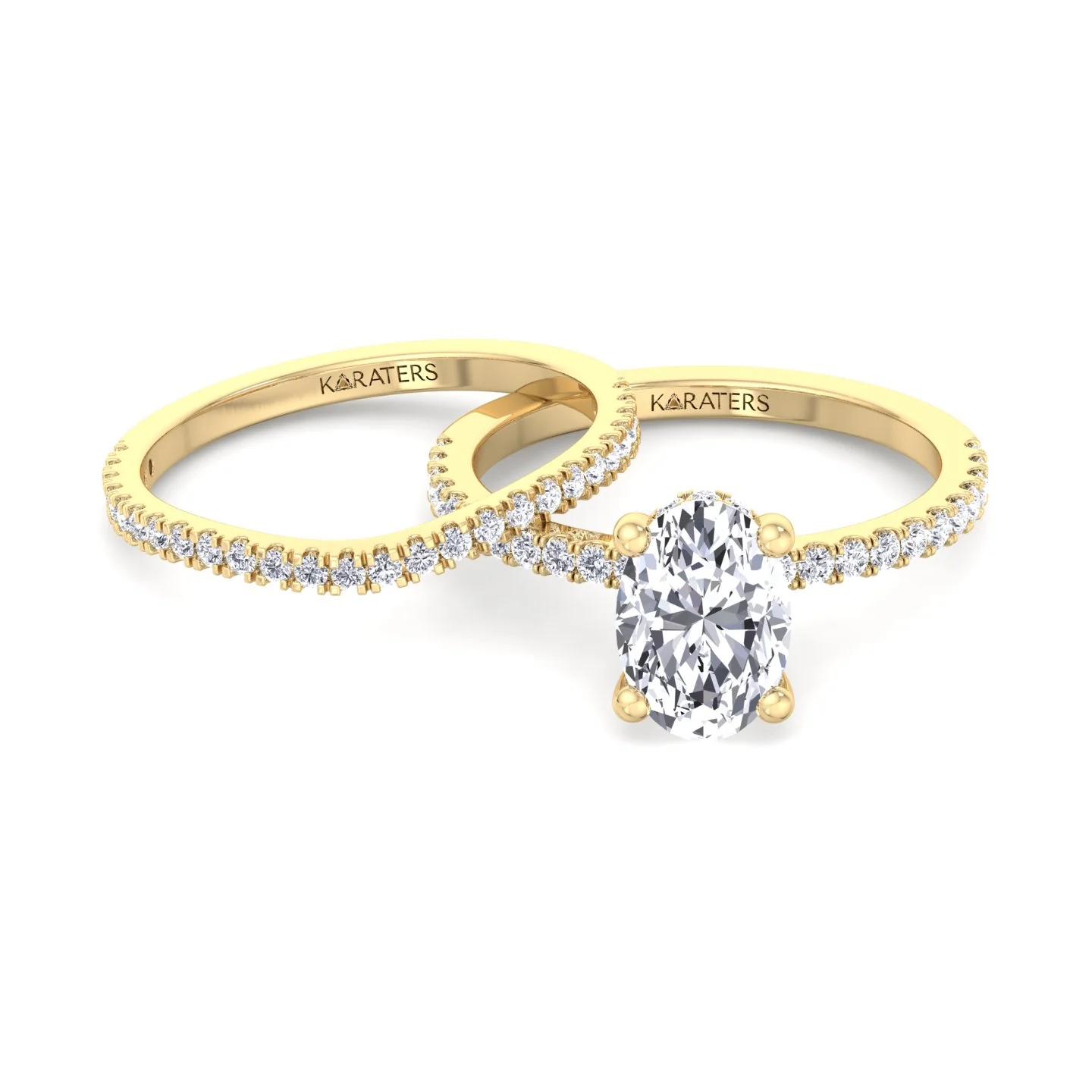 3.63CT Total Weight  Oval Halo Lab Grown Diamond Wedding Set - Image 7
