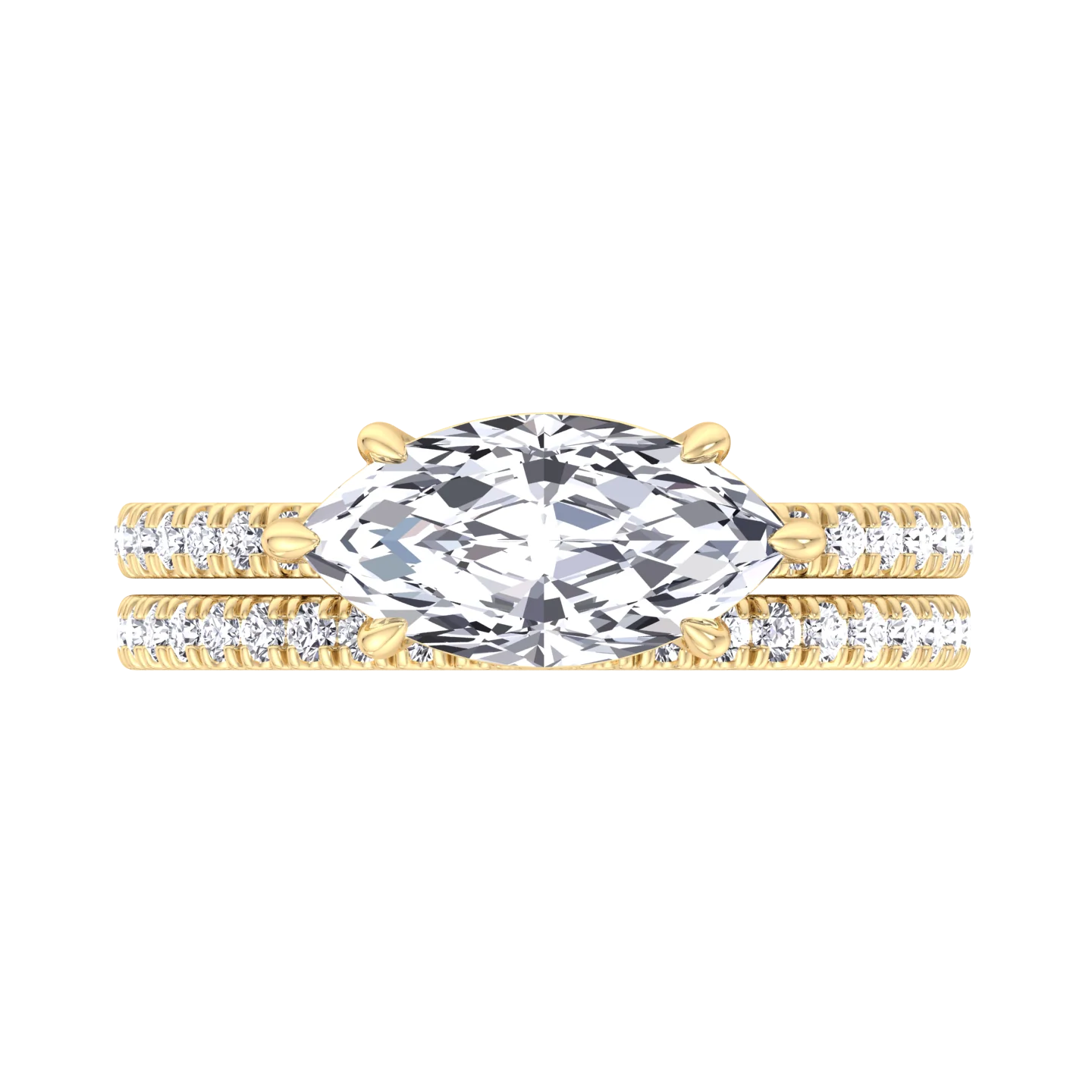 3.80CT Total Weight Marquise Shape Lab Grown Diamond Wedding Set - Image 5
