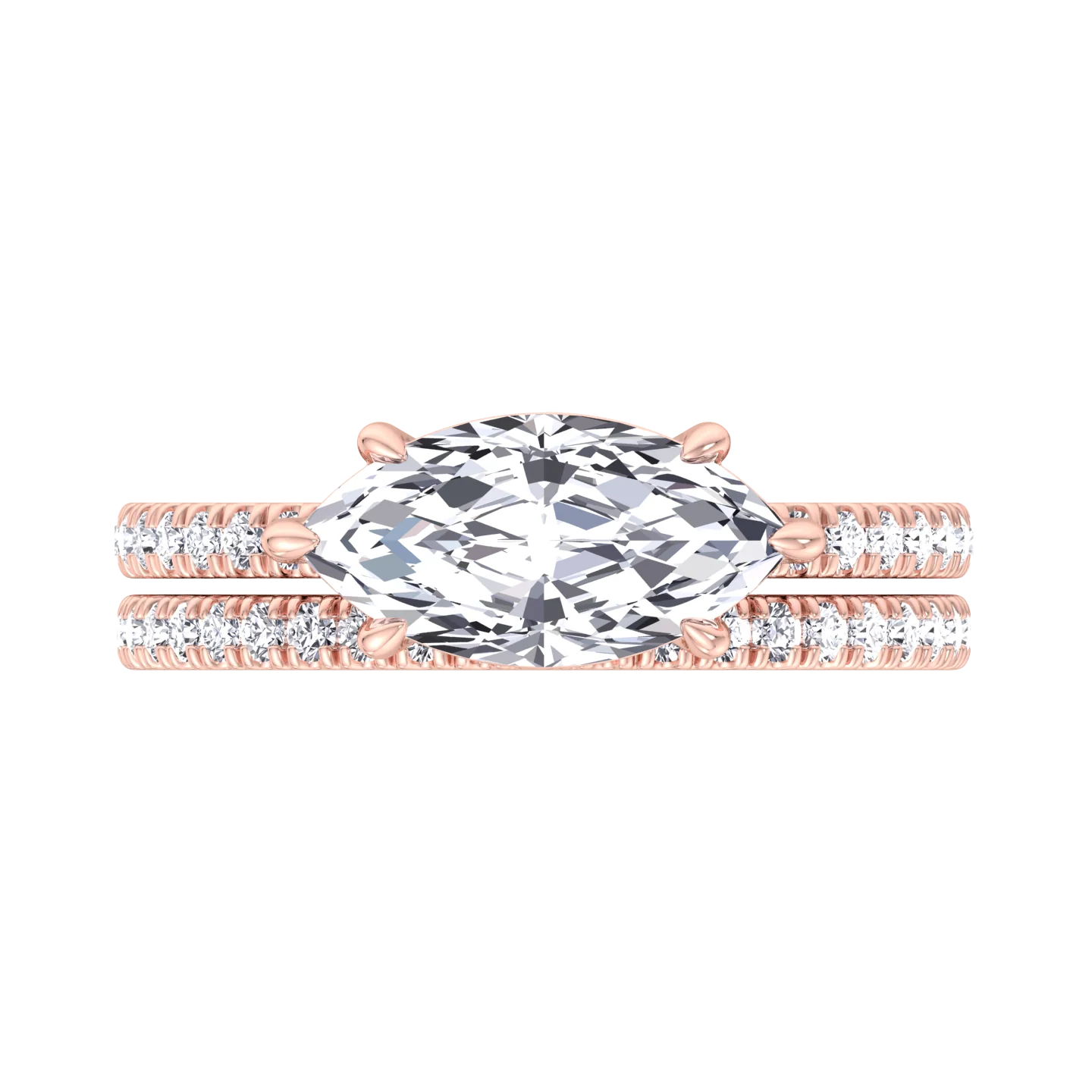 3.80CT Total Weight Marquise Shape Lab Grown Diamond Wedding Set - Image 8