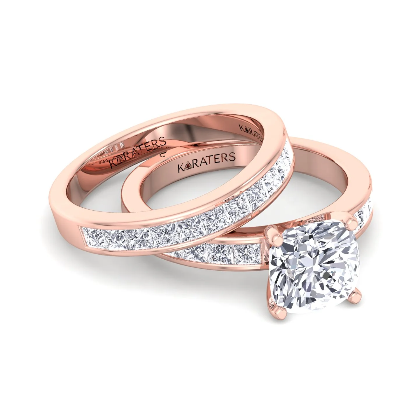3.85CT Total Weight Channel Stye Lab Grown Diamond Wedding Set - Image 10