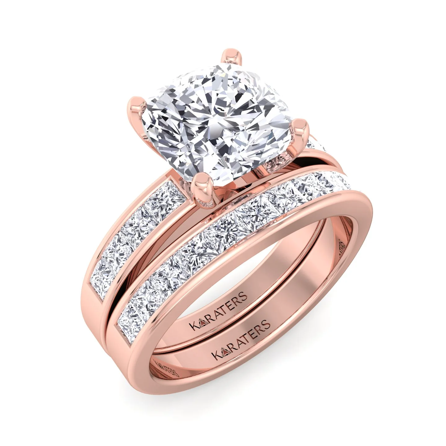 3.85CT Total Weight Channel Stye Lab Grown Diamond Wedding Set - Image 11