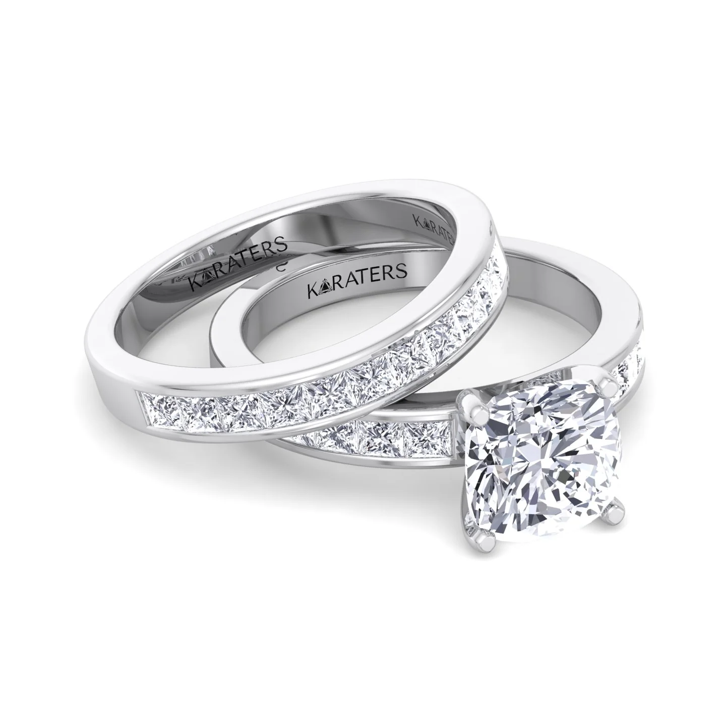 3.85CT Total Weight Channel Stye Lab Grown Diamond Wedding Set - Image 4