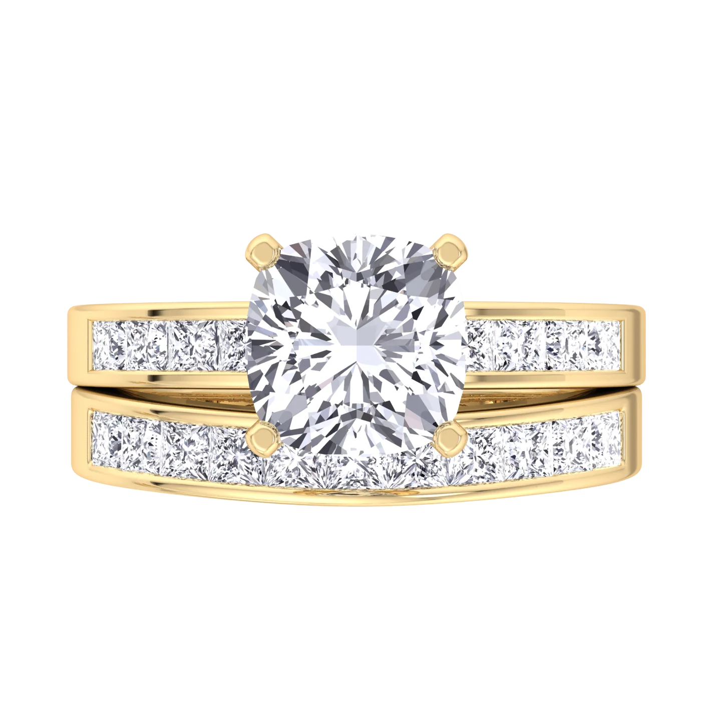 3.85CT Total Weight Channel Stye Lab Grown Diamond Wedding Set - Image 6