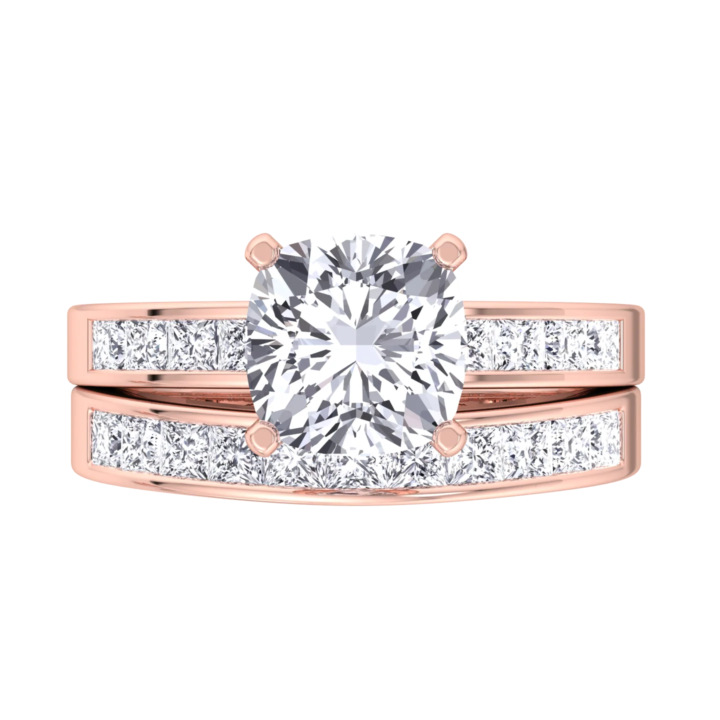 3.85CT Total Weight Channel Stye Lab Grown Diamond Wedding Set - Image 9
