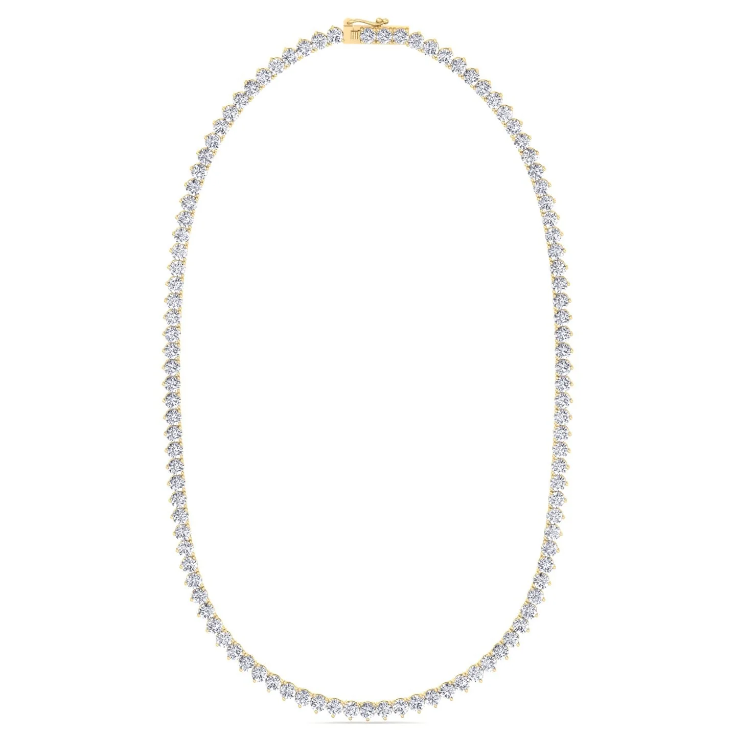 3 Prong Round Shape Lab Grown Diamond Tennis Necklace - Martini Style 14K Solid Gold - Image 11