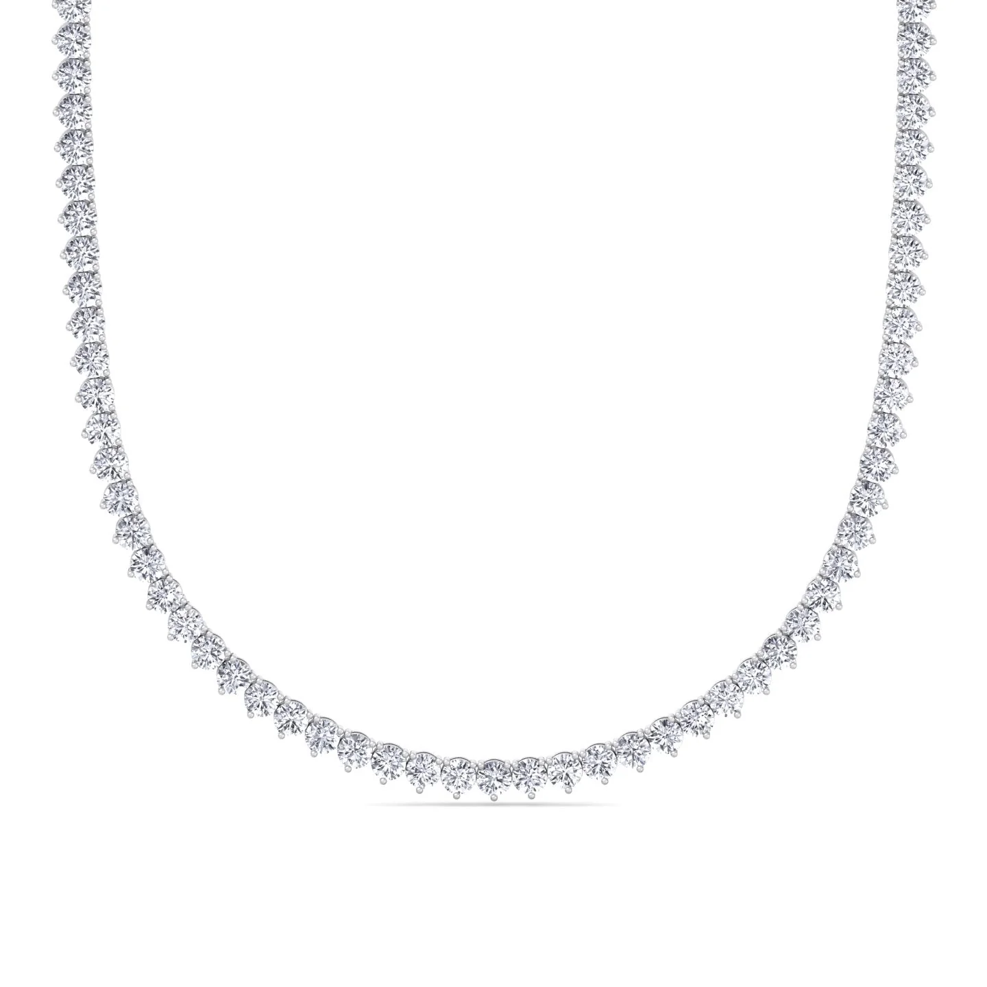 3 Prong Round Shape Lab Grown Diamond Tennis Necklace - Martini Style 14K Solid Gold - Image 6