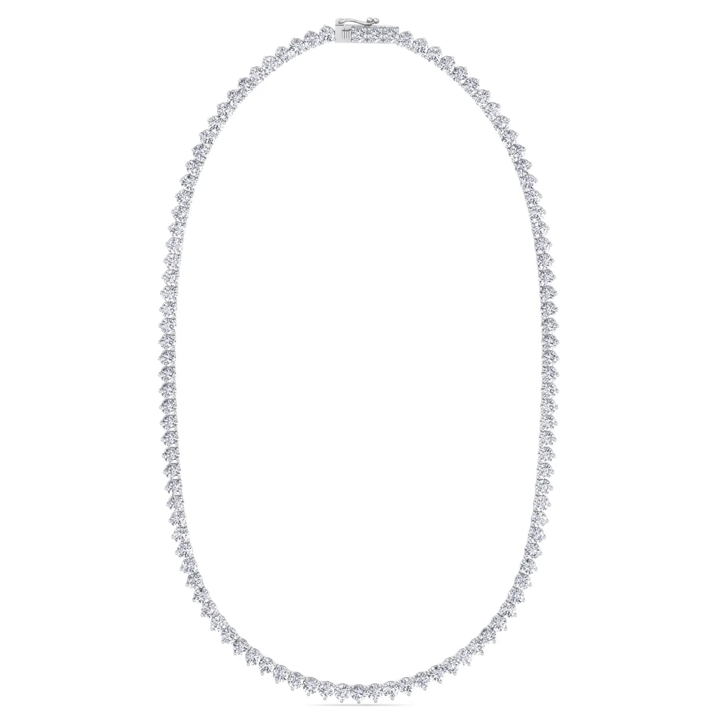3 Prong Round Shape Lab Grown Diamond Tennis Necklace - Martini Style 14K Solid Gold - Image 7