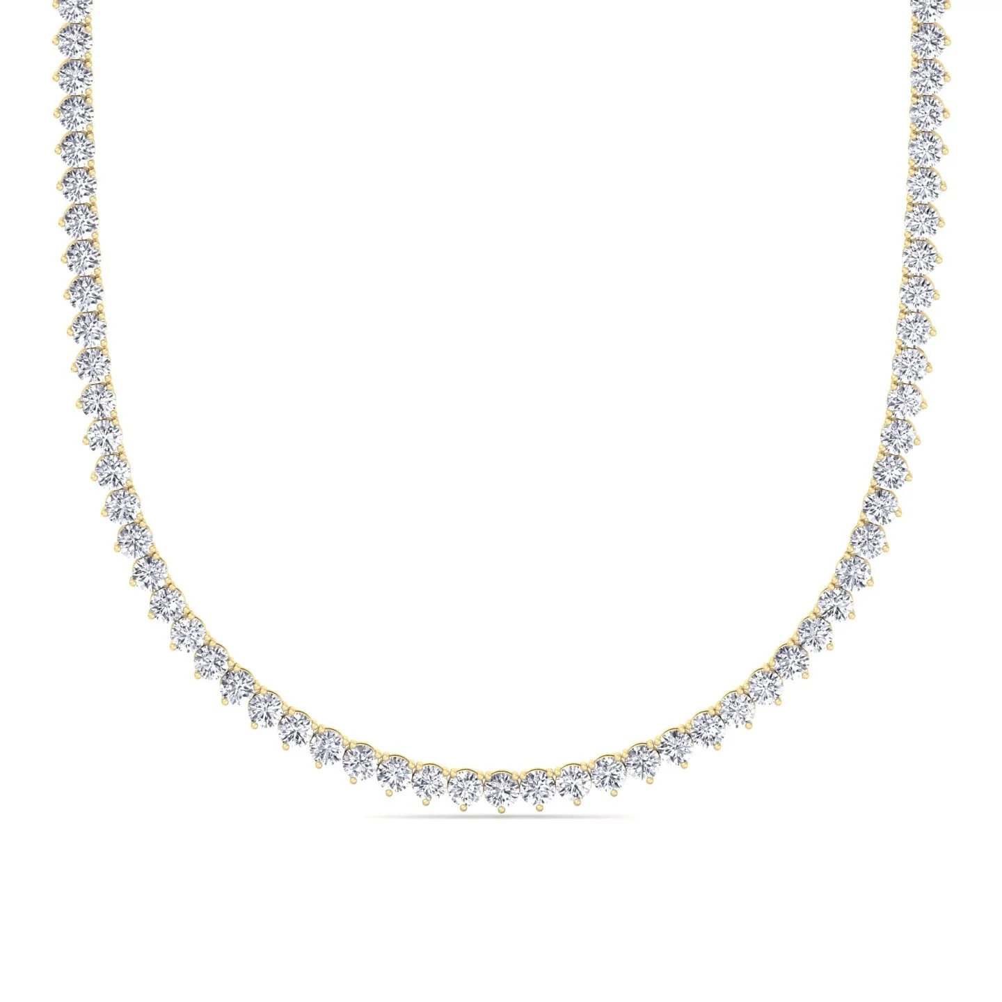 3 Prong Round Shape Lab Grown Diamond Tennis Necklace - Martini Style 14K Solid Gold - Image 8