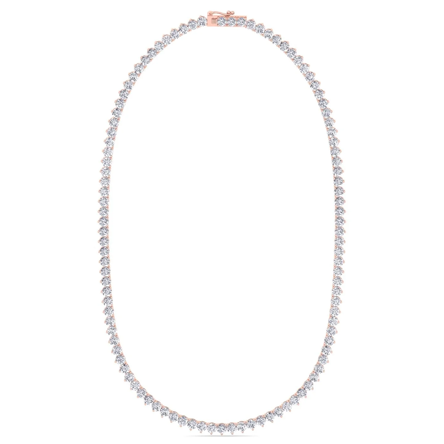 3 Prong Round Shape Lab Grown Diamond Tennis Necklace - Martini Style 14K Solid Gold - Image 9