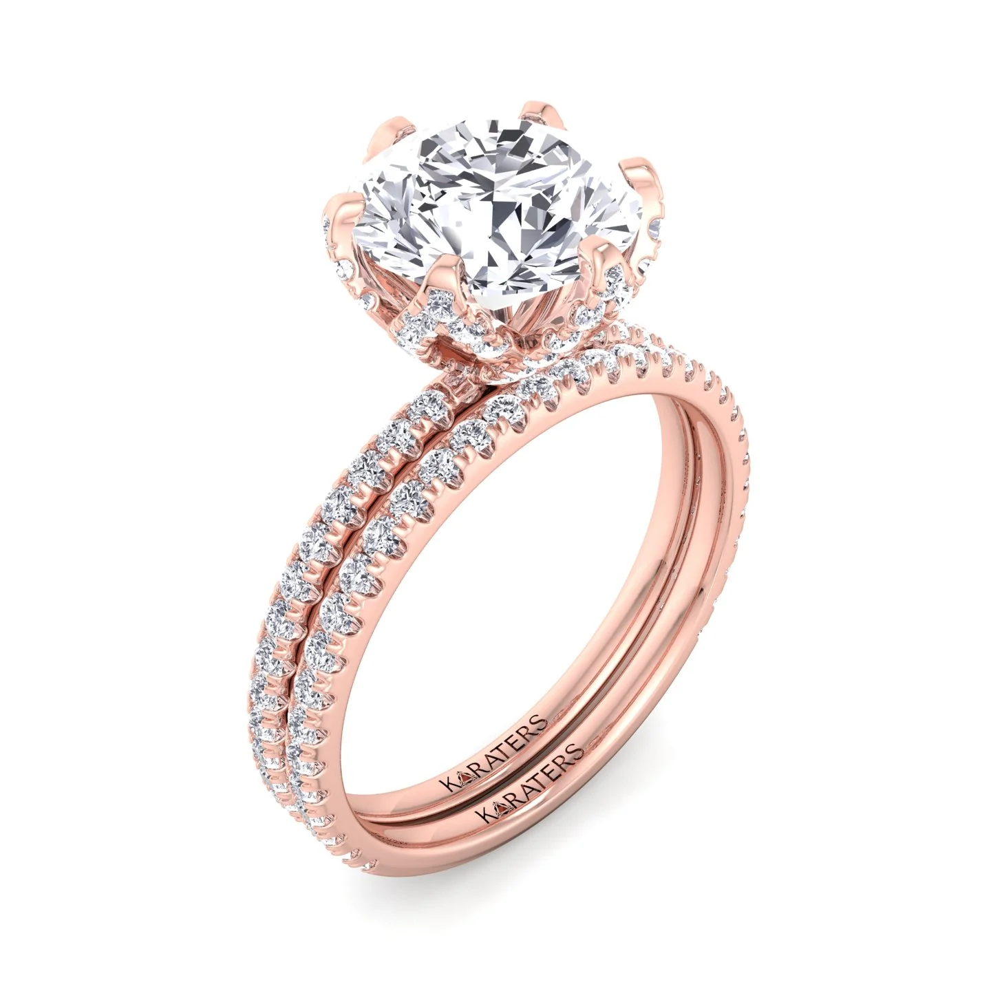 4.40CT Total Weight Round Halo Lab Grown Diamond Wedding Set - Image 10