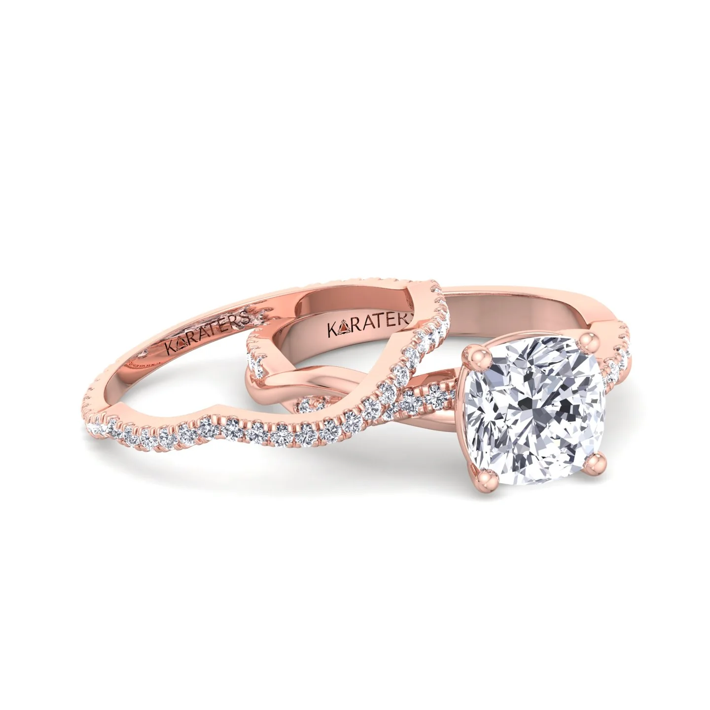 4.5CT Total Weight Cushion Cut Lab Grown Diamond Wedding Set - Image 10