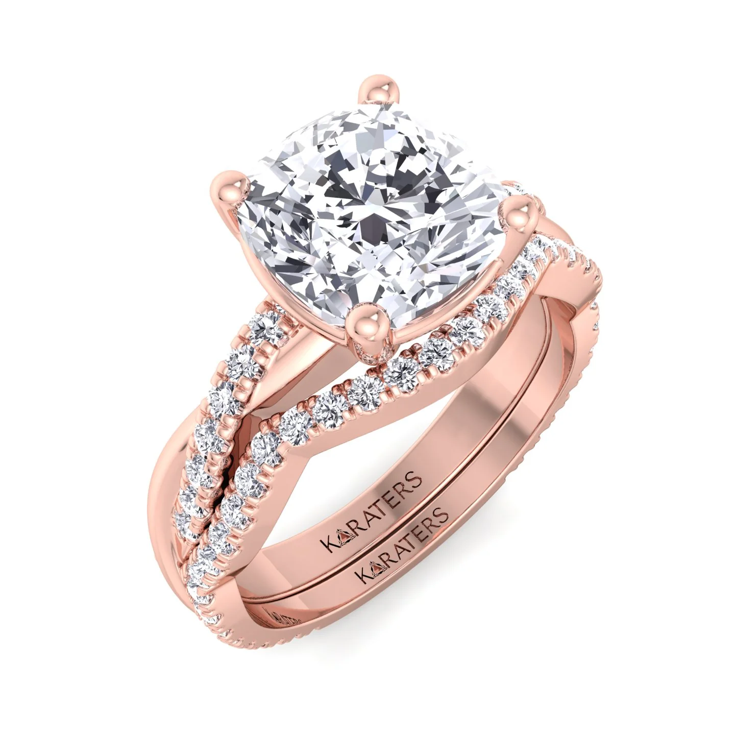 4.5CT Total Weight Cushion Cut Lab Grown Diamond Wedding Set - Image 11