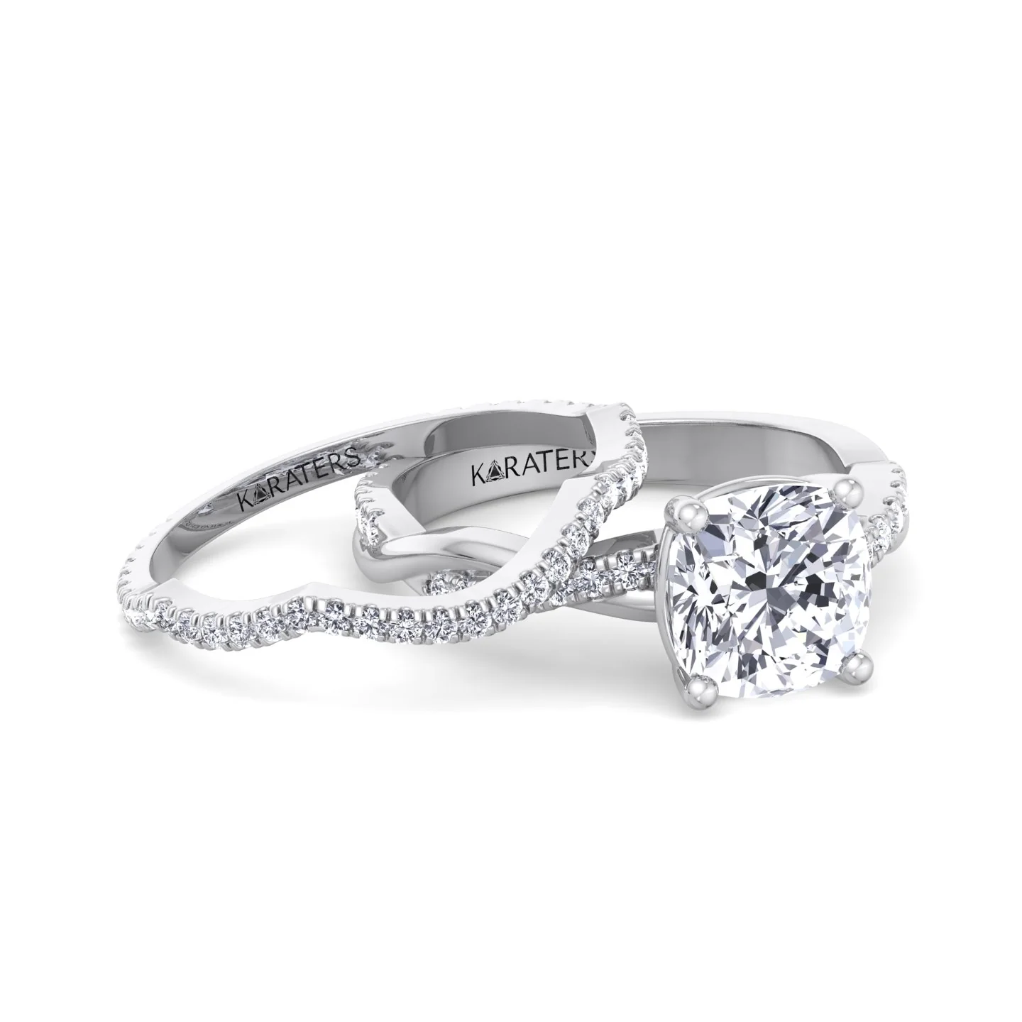 4.5CT Total Weight Cushion Cut Lab Grown Diamond Wedding Set - Image 4