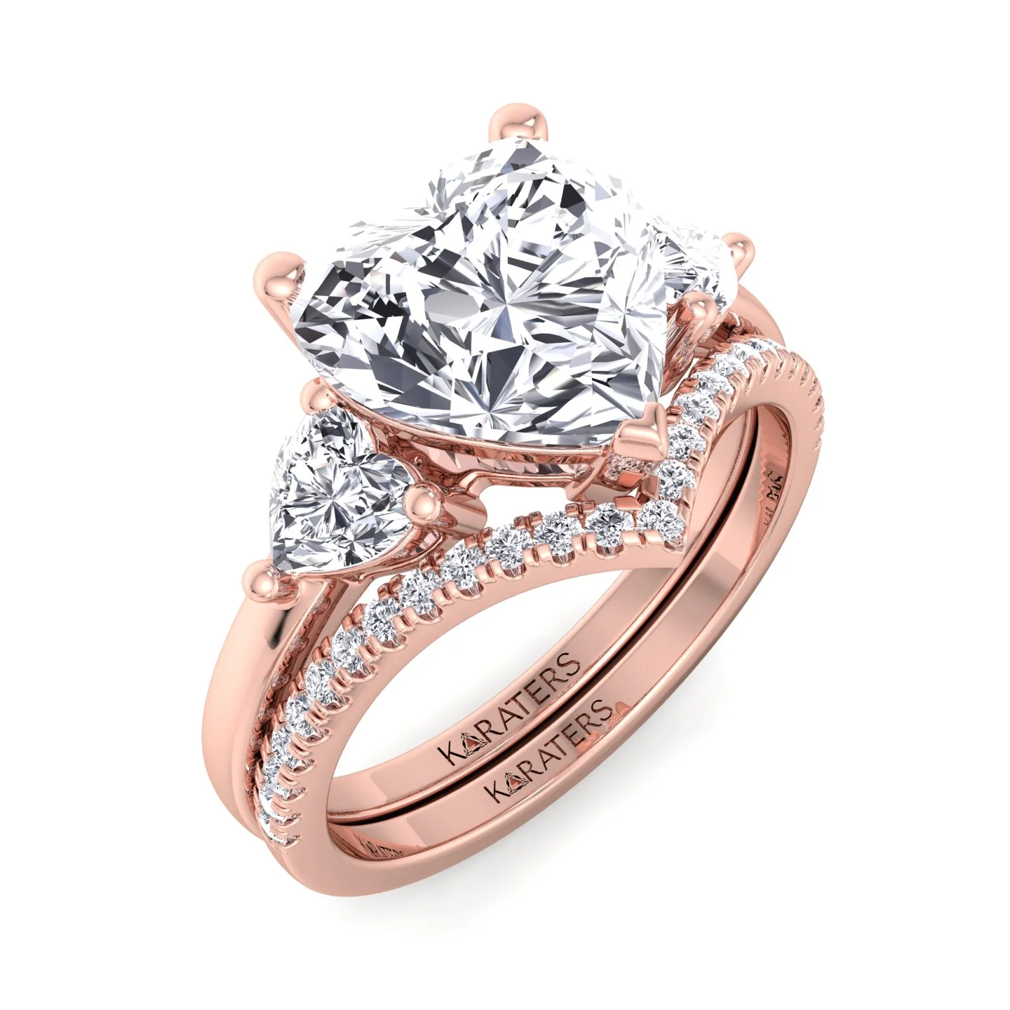 4.8CT Total Weight Heart Shape Lab Grown Diamond Wedding Set - Image 11