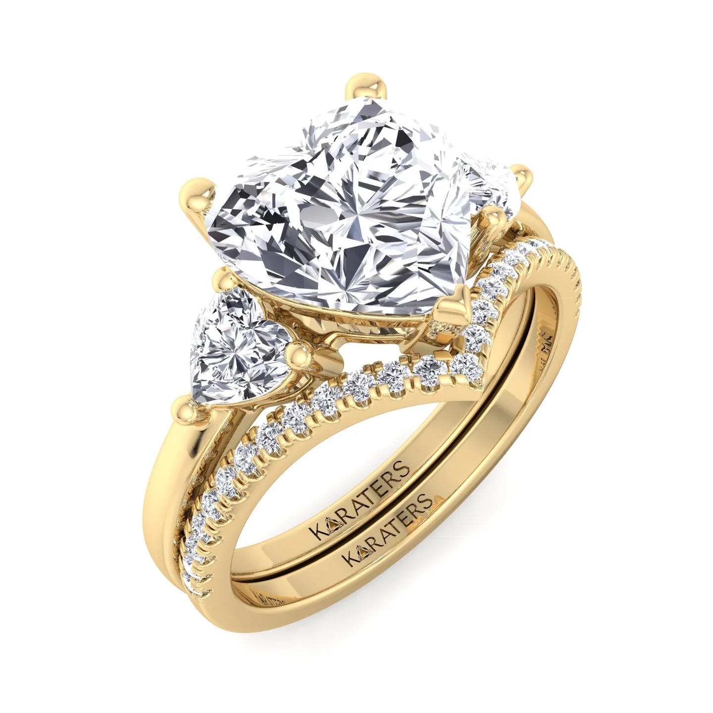 4.8CT Total Weight Heart Shape Lab Grown Diamond Wedding Set - Image 8