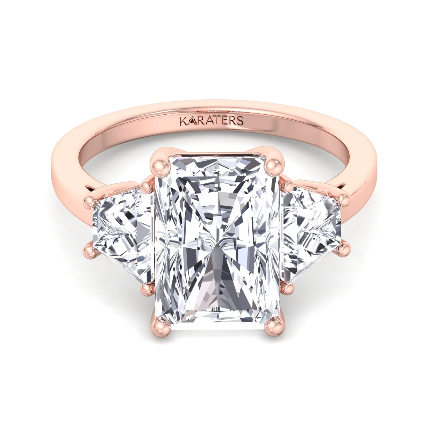 Radiant & Trapezoid Three Stone Lab-Diamond Engagement Ring - Image 12