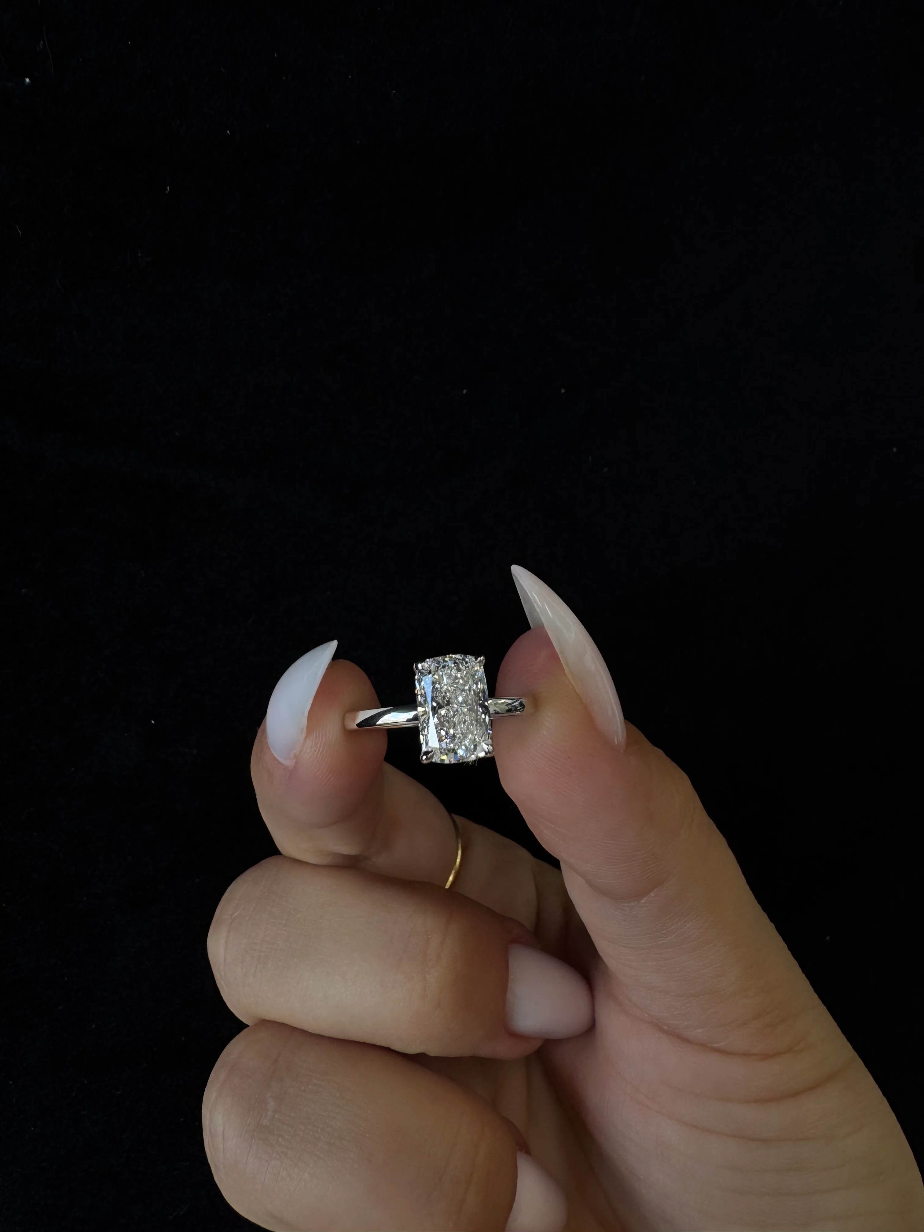 Elongated Cushion Cut Solitaire Lab Grown Diamond Engagement Ring - Image 4