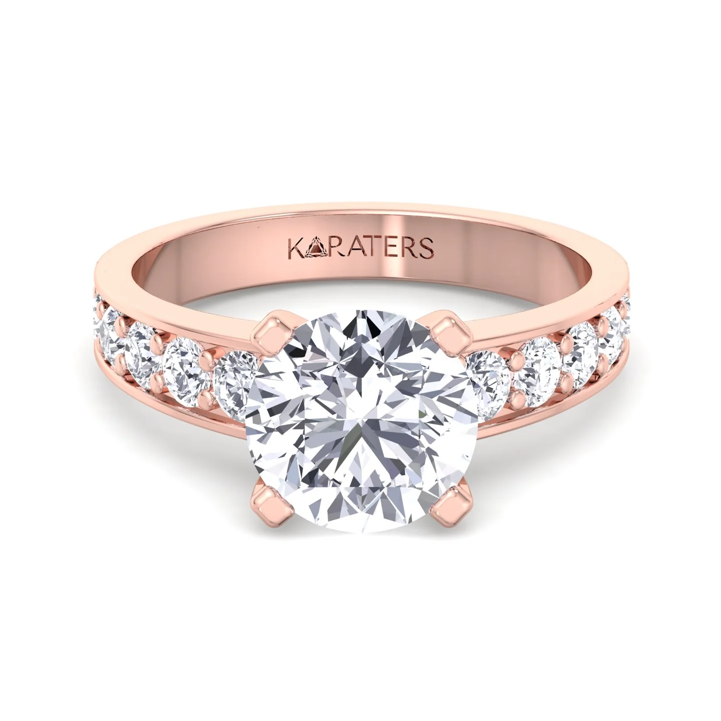 Round Cut Lab Grown Diamond Engagement Ring With SideStones - Image 10