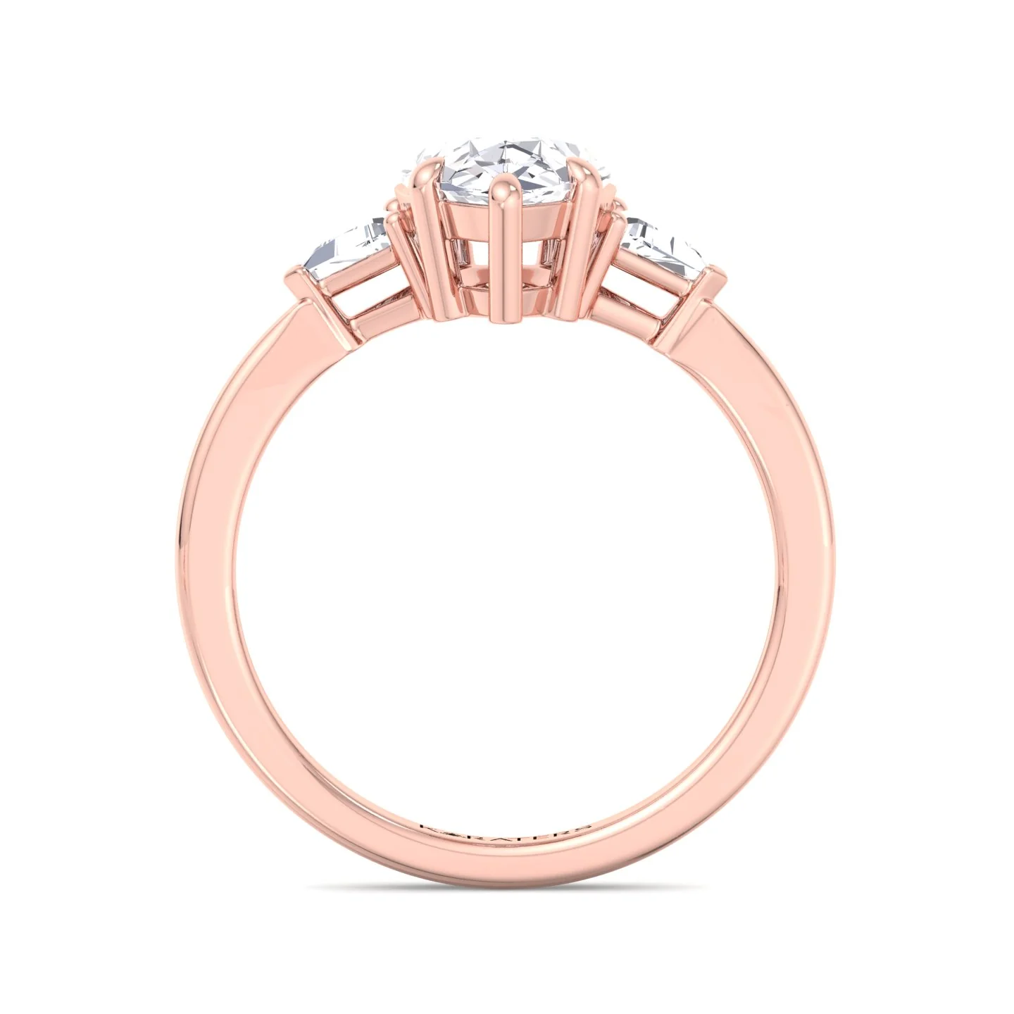 Pear Shape Lab Grown Diamond Engagement Ring with Trillion Side Stones - Image 12