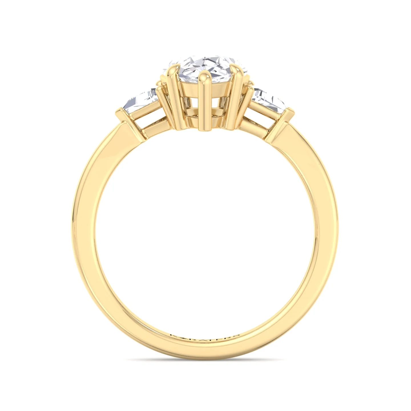 Pear Shape Lab Grown Diamond Engagement Ring with Trillion Side Stones - Image 9