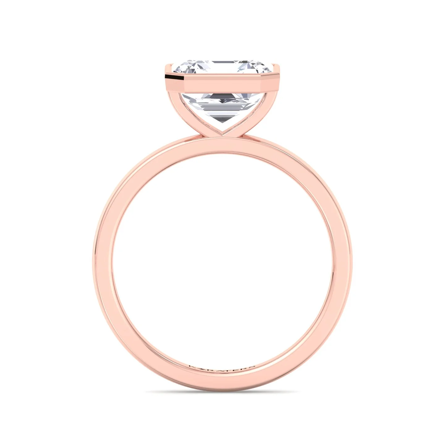 Asscher Cut Lab Grown Diamond Bezel Set Solitaire Engagement Ring - Image 11