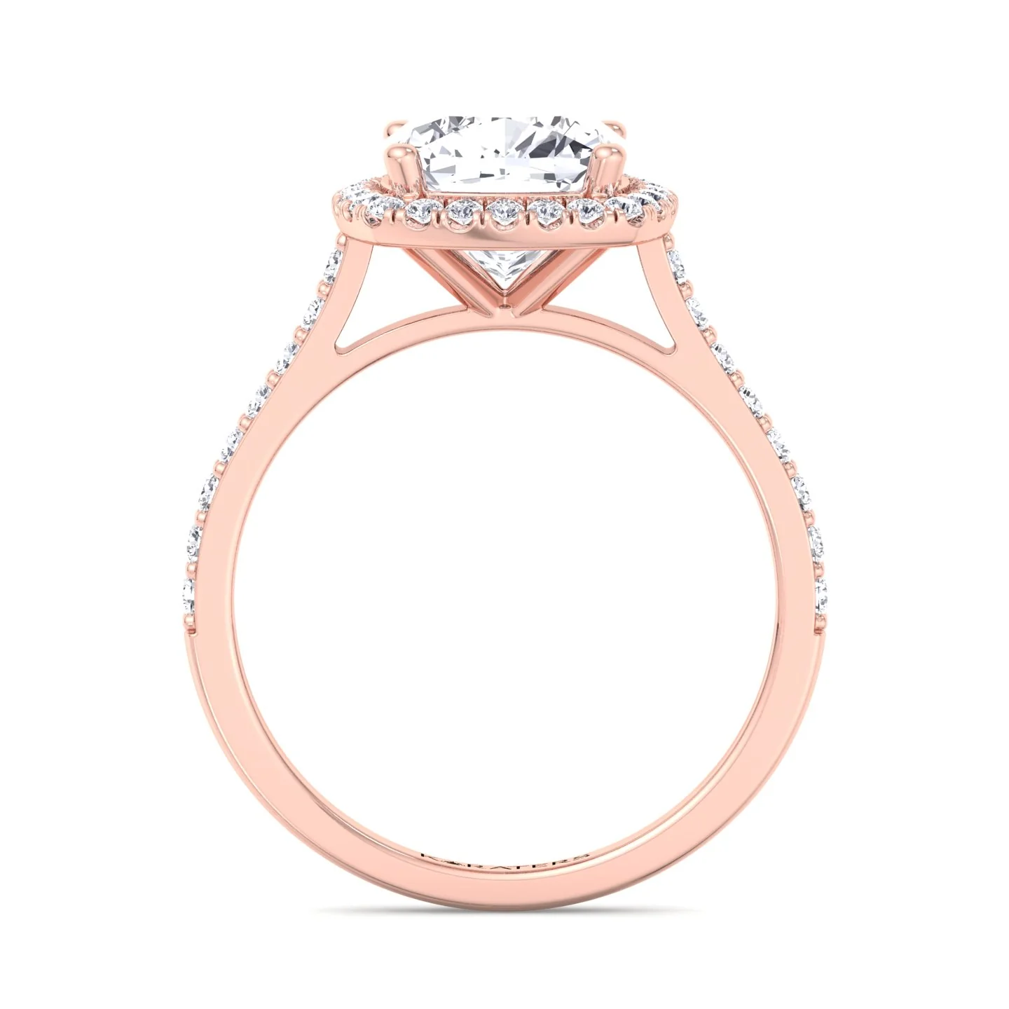 Cushion Cut Halo Lab Grown Diamond Engagement Ring With Thick Pave Band - Image 11