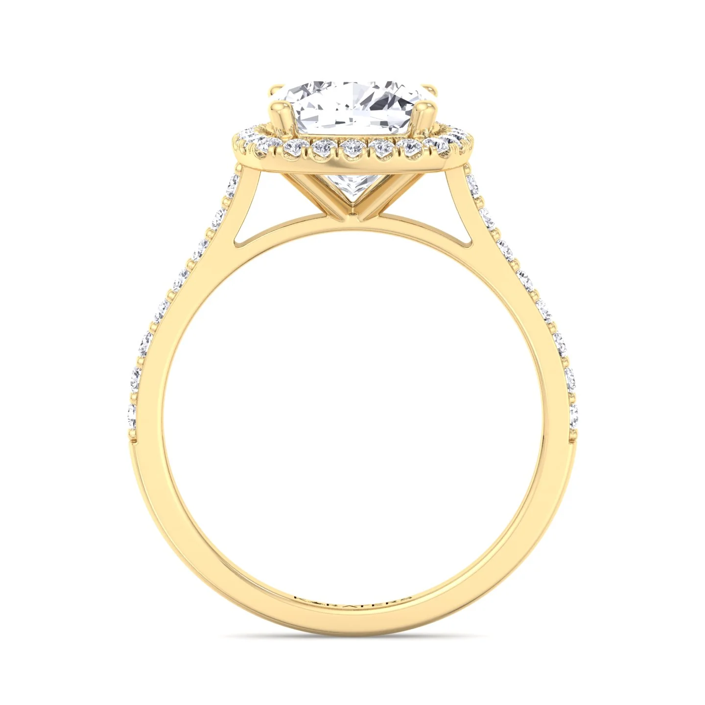 Cushion Cut Halo Lab Grown Diamond Engagement Ring With Thick Pave Band - Image 7