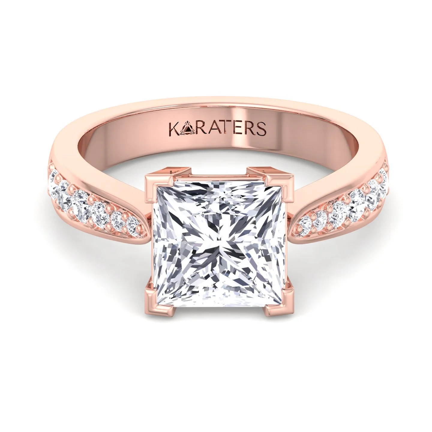 Princess Cut Lab-Grown Diamond Engagement Ring with SideStones Channel Setting - Image 12