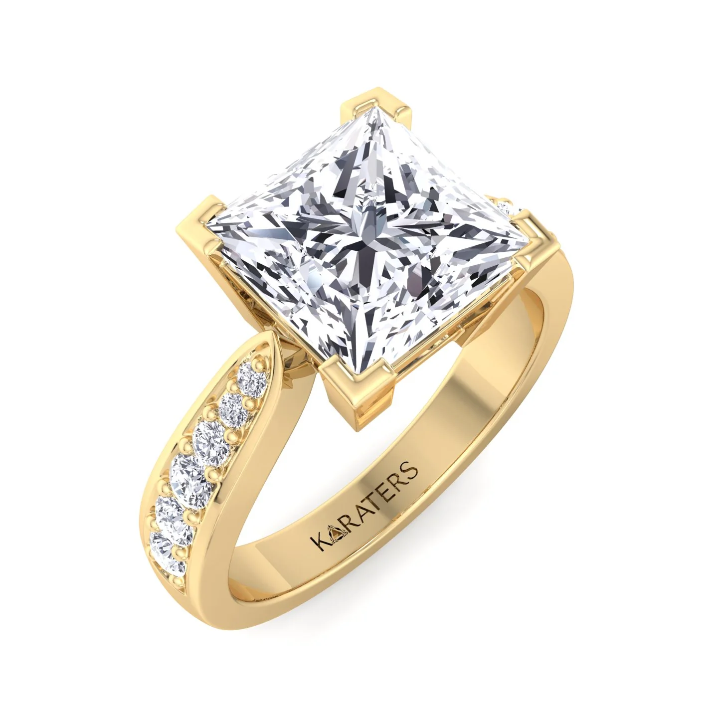 Princess Cut Lab-Grown Diamond Engagement Ring with SideStones Channel Setting - Image 8