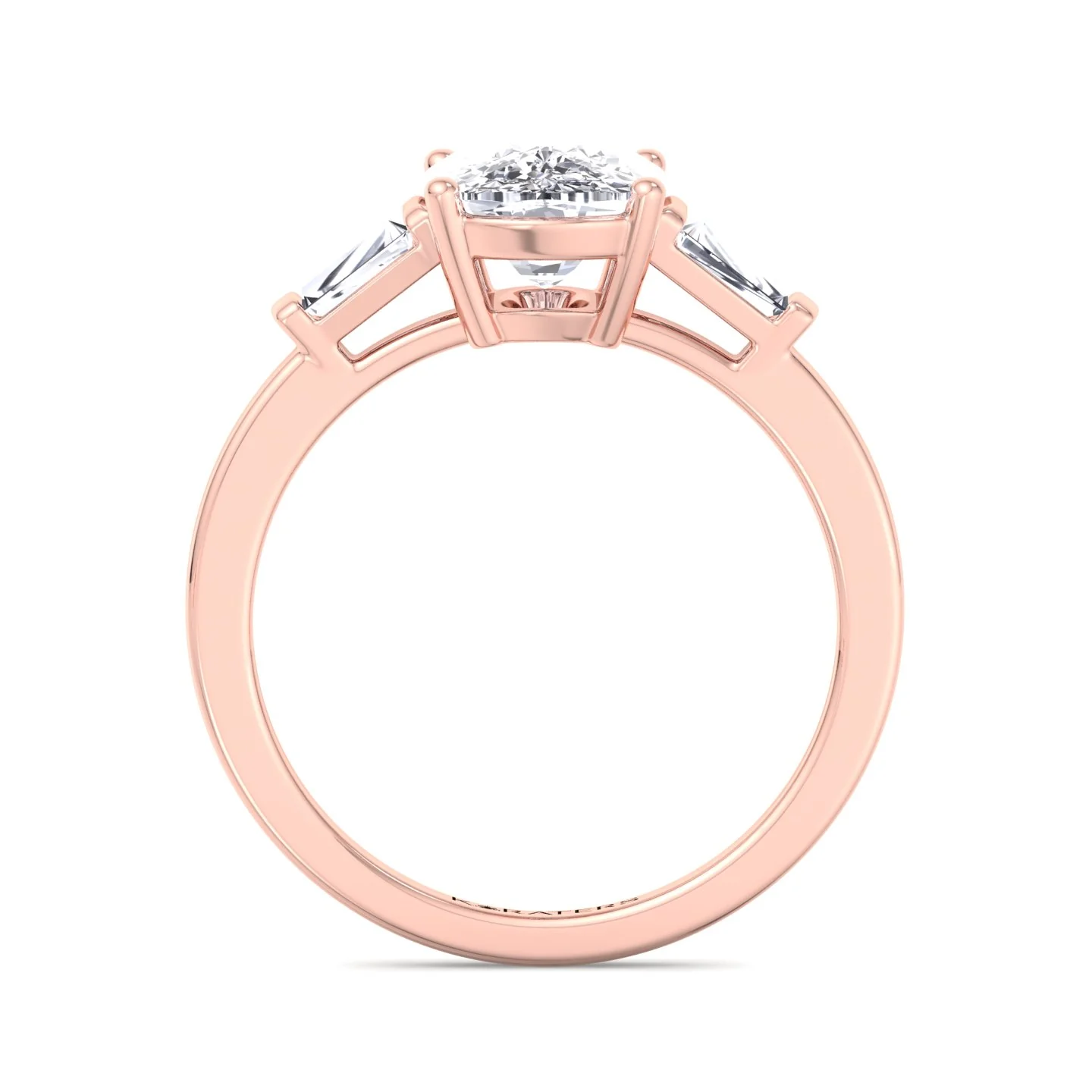 Elongated Cushion Cut Lab Grown Diamond Engagement Ring with Tapered Baguette Sidestones - Image 11