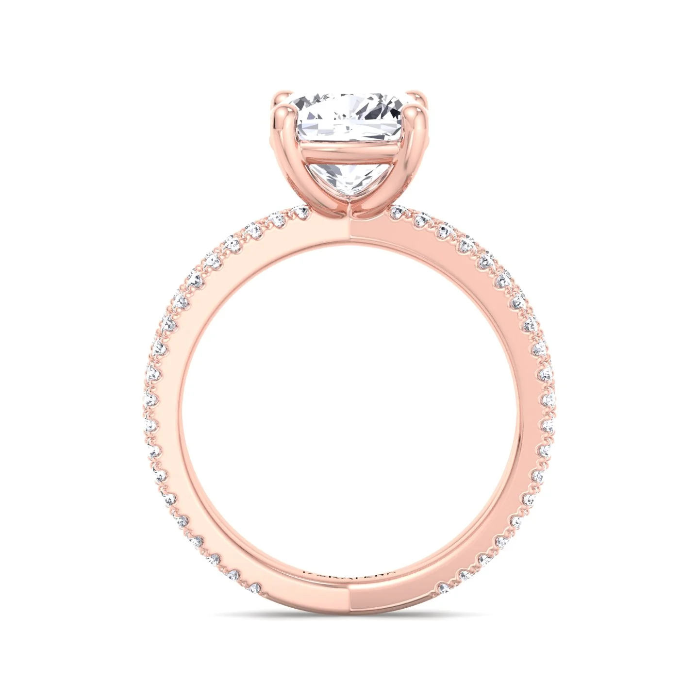Cushion Cut Lab Grown Diamond Engagement Ring with Double BAND SideStones - Image 10