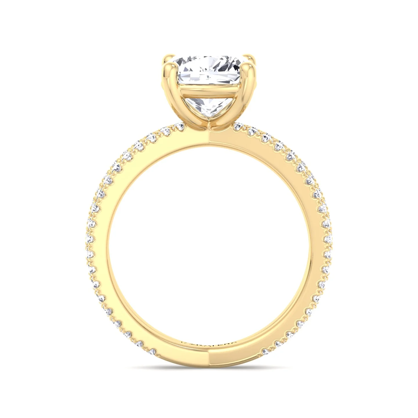 Cushion Cut Lab Grown Diamond Engagement Ring with Double BAND SideStones - Image 7