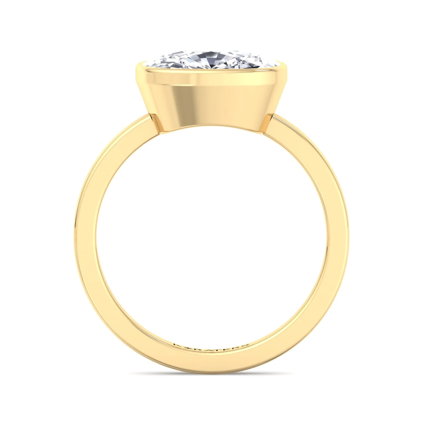 Elongated Cushion Cut East West Lab Grown Diamond Bezel Engagement Ring - Image 10
