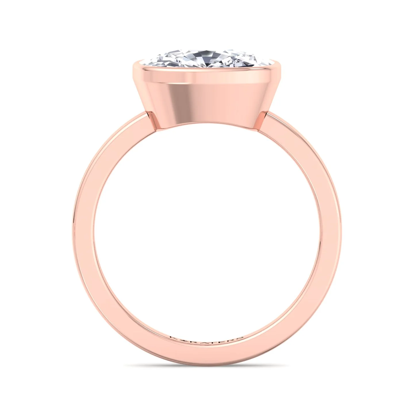 Elongated Cushion Cut East West Lab Grown Diamond Bezel Engagement Ring - Image 14