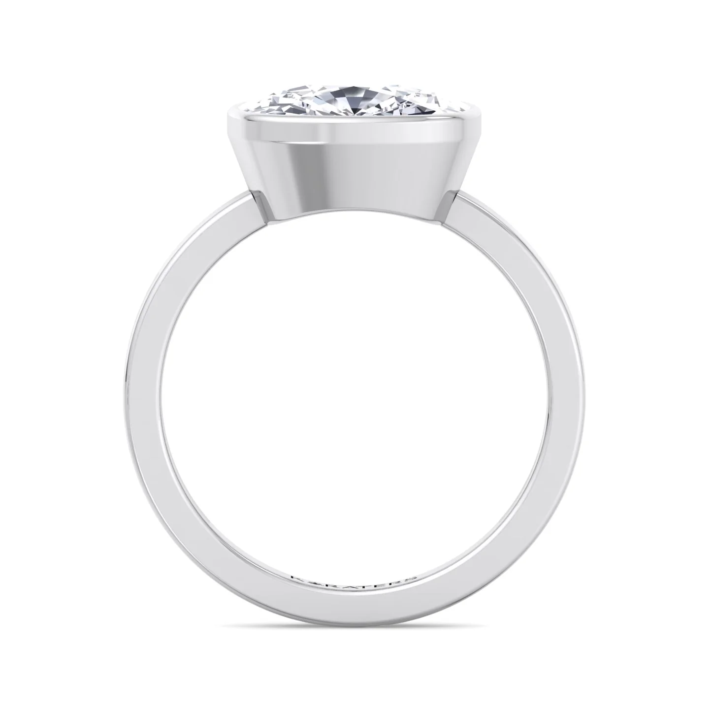 Elongated Cushion Cut East West Lab Grown Diamond Bezel Engagement Ring - Image 6