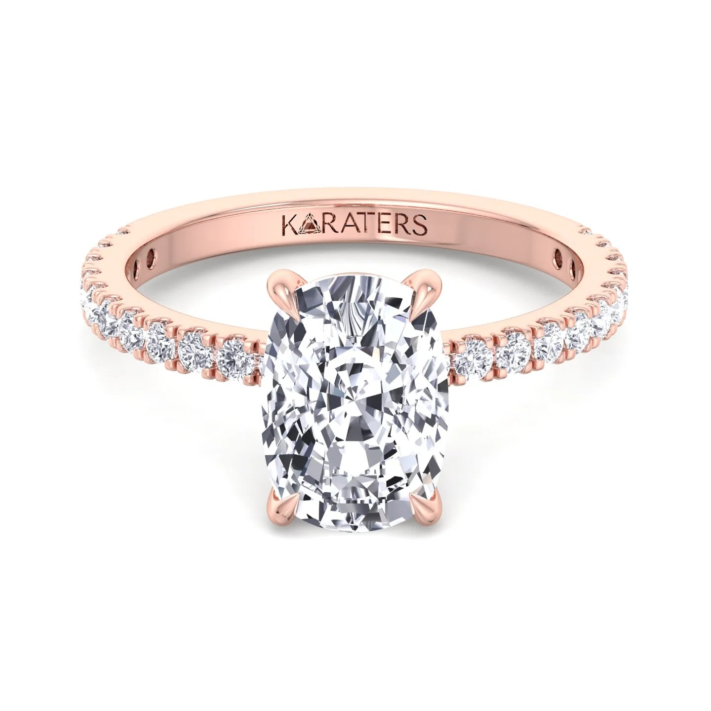 Elongated Cushion Cut Lab Grown Diamond Engagement Ring with Sidestones - Image 10