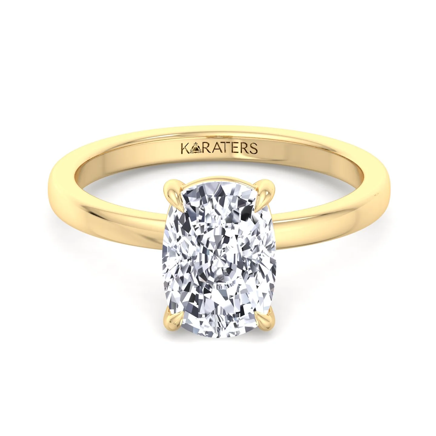 Elongated Cushion Cut Solitaire Lab Grown Diamond Engagement Ring - Image 8
