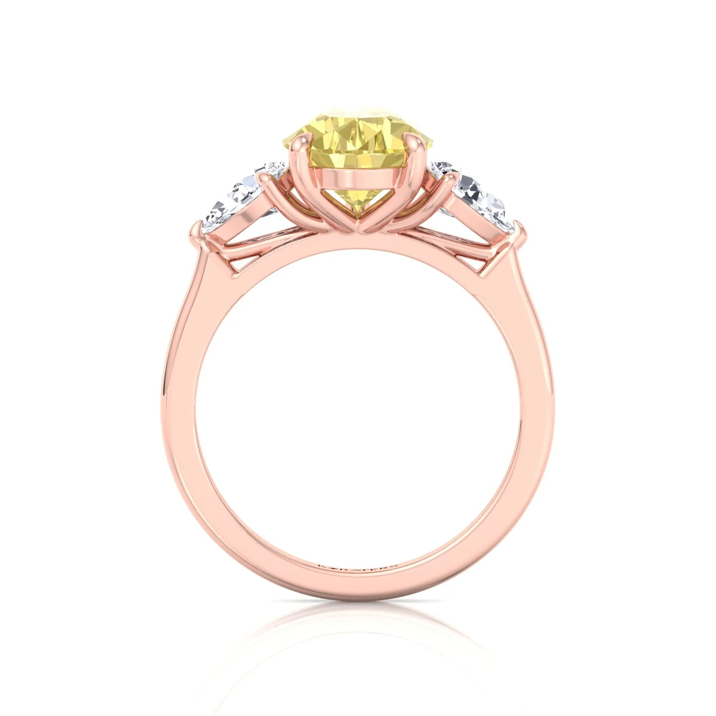 Fancy Yellow Pear Shape Lab Grown Diamond Engagement Ring with Pear Sidestones - Image 14