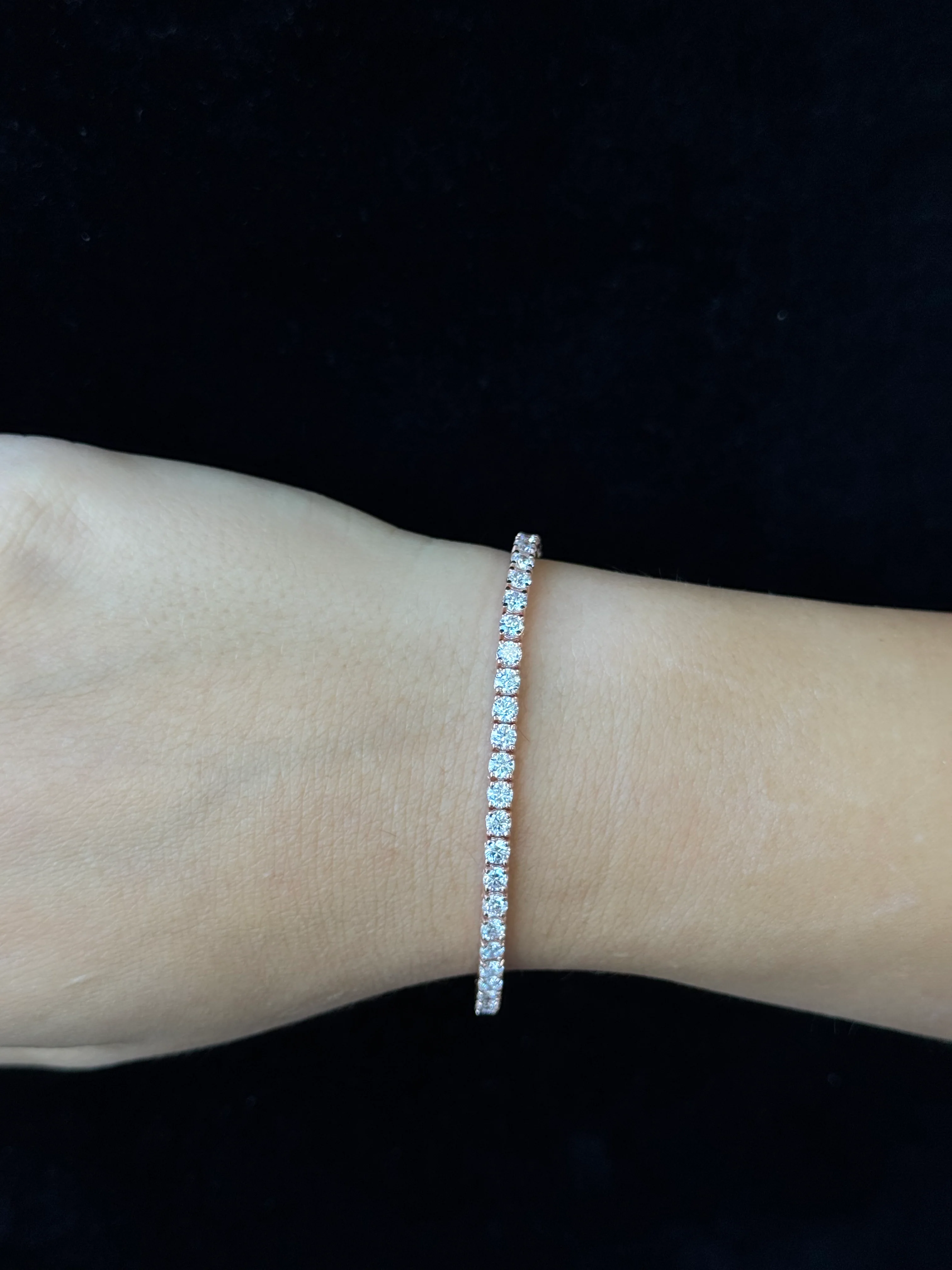 4 Prong Round Cut Lab-Grown Diamond Tennis Bracelet 14K Solid Gold - Image 11