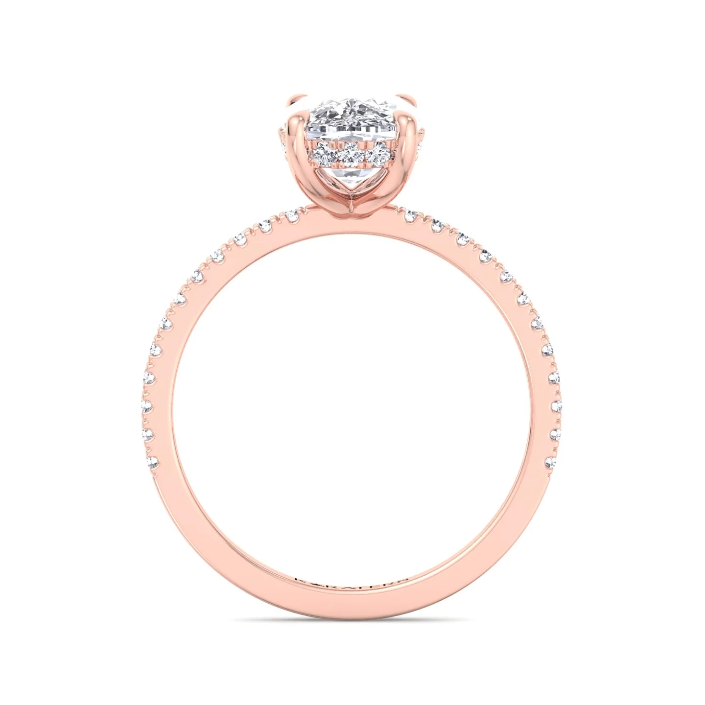 Elongated Cushion Cut Lab Grown Diamond Engagement Ring with Sidestones and Hidden Halo - Image 13