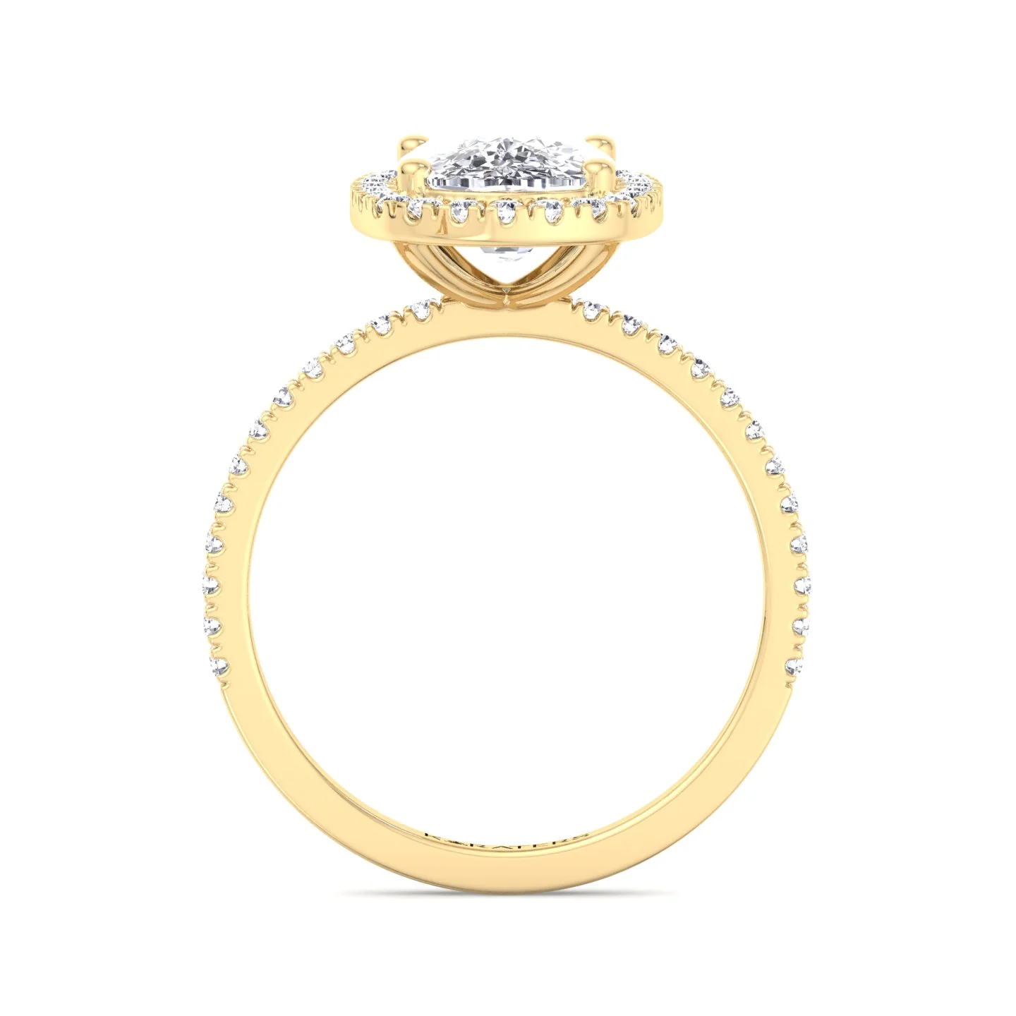 Elongated Cushion Cut Halo Lab Grown Diamond Engagement Ring with Side Stones - Image 8