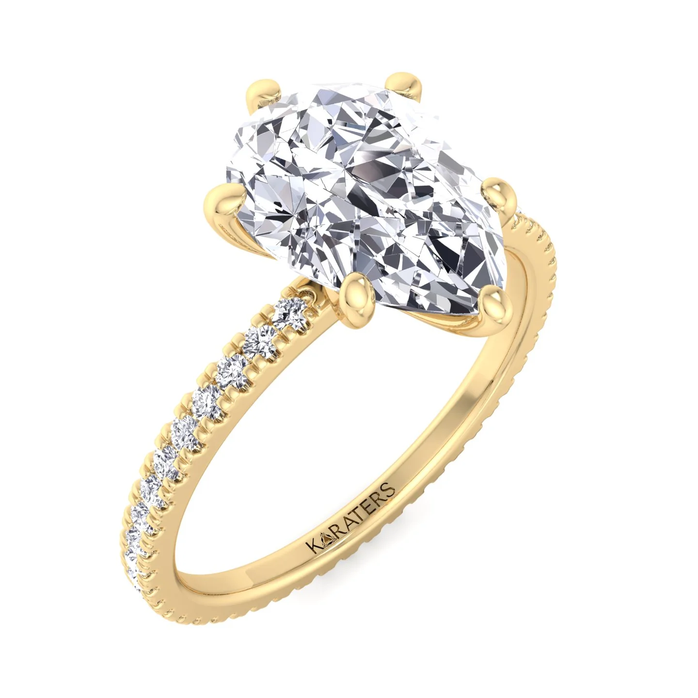 Pear Shape Lab Grown Diamond Engagement Ring with Round Side Stones - Image 8