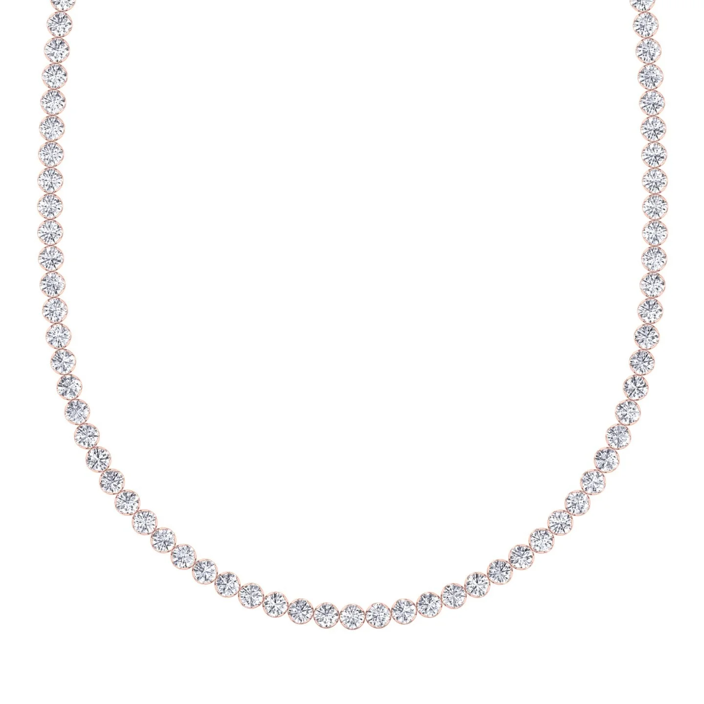 Illusion Set Round Shape Lab Grown Diamond Tennis Necklace 18K Solid Gold - Image 11