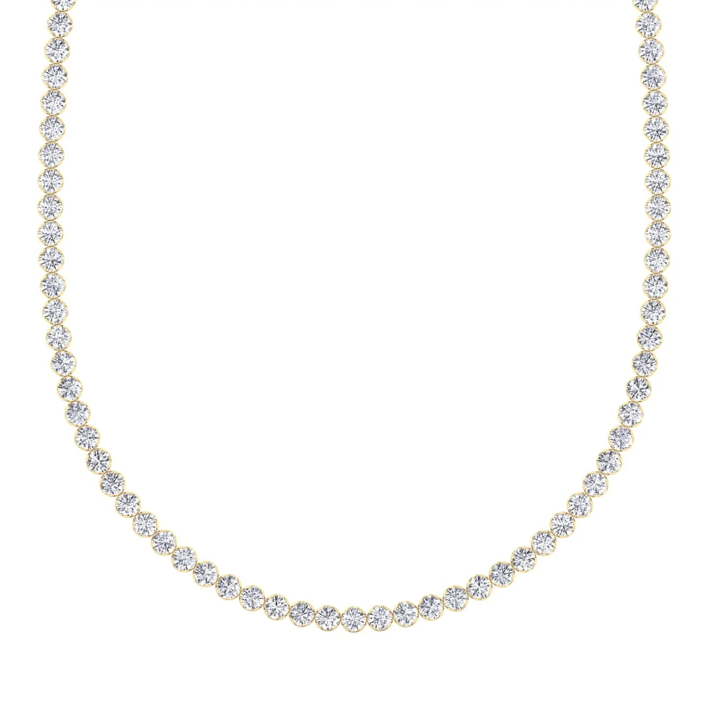 Illusion Set Round Shape Lab Grown Diamond Tennis Necklace 18K Solid Gold - Image 7