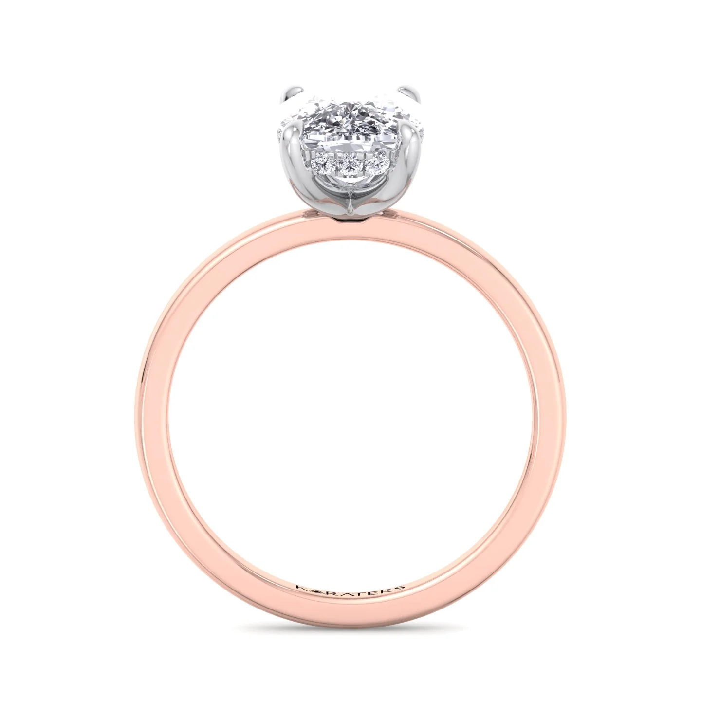 Two Tone Elongated Cushion Cut Solitaire Lab-Grown Diamond Engagement Ring - Image 13