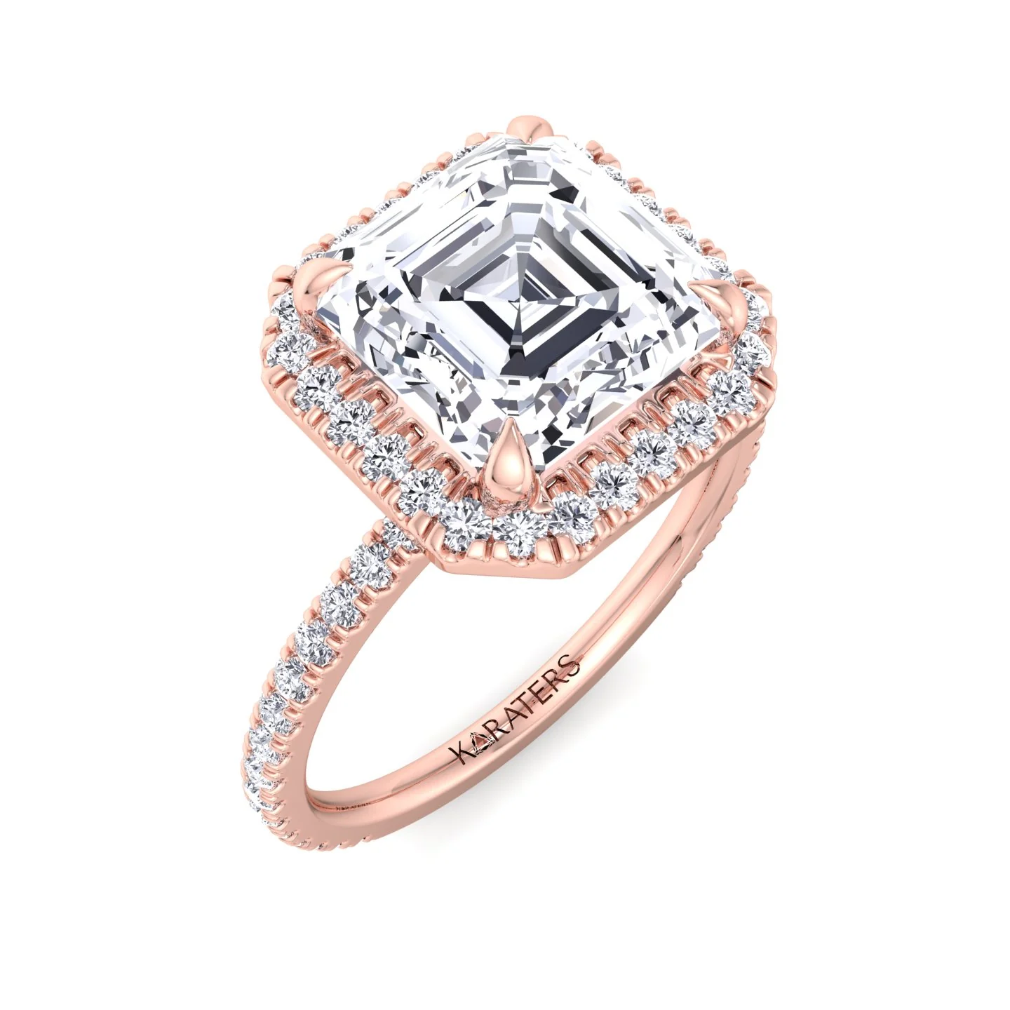 Asscher Cut Lab Grown Diamond Engagement Ring with a Halo - Image 10