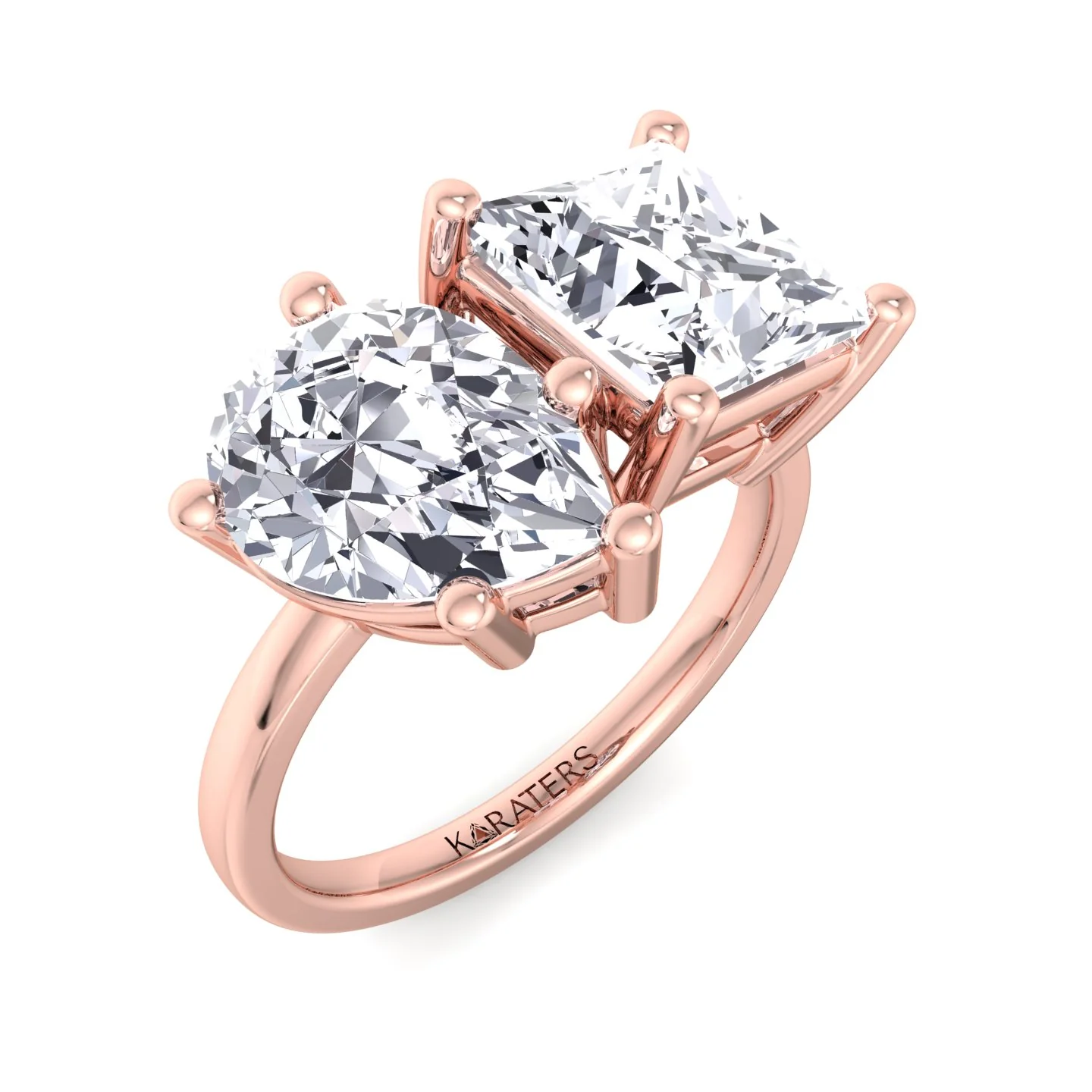 Princess & Pear Cut Grown Diamond Solitaire Engagement Ring - Image 7