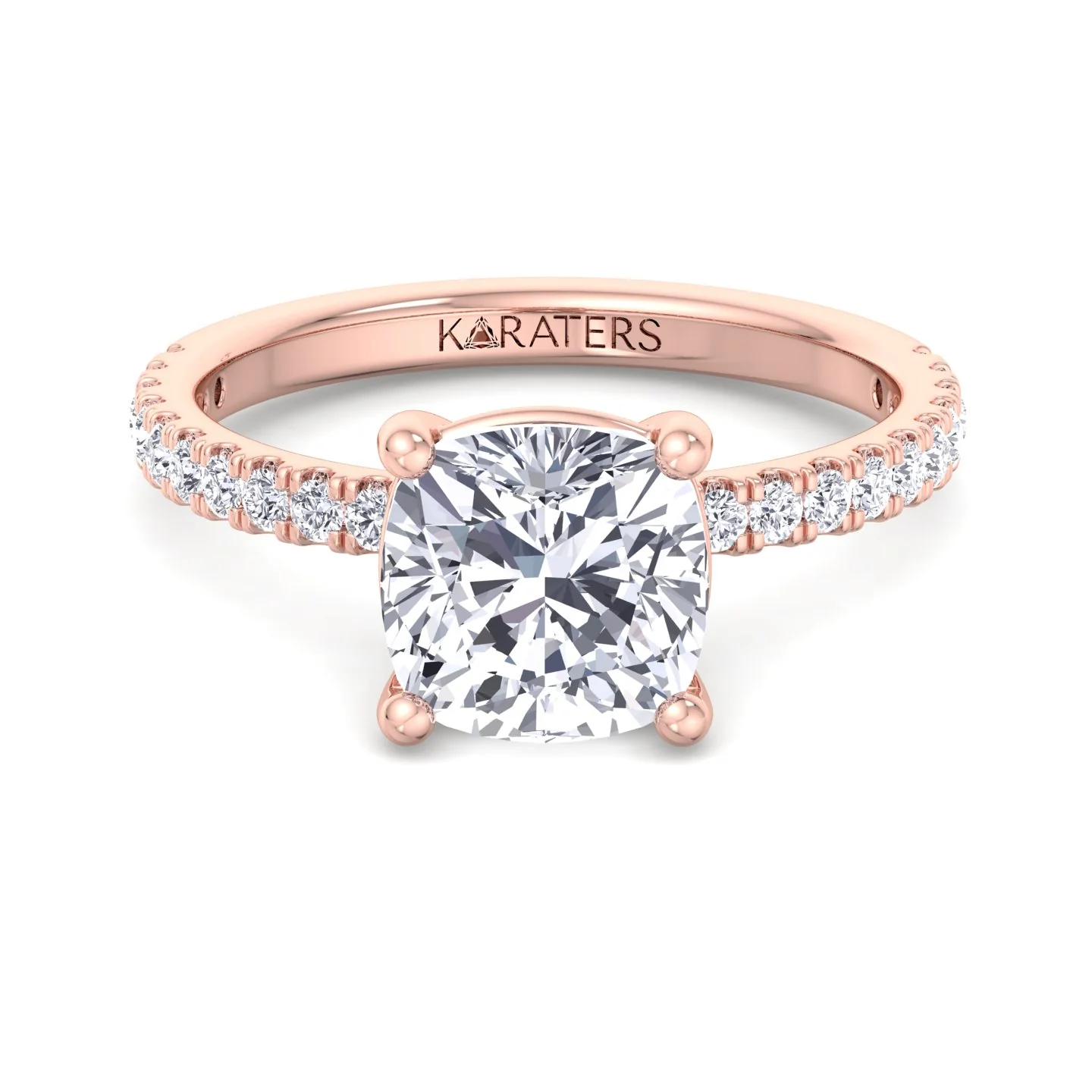 Cushion Cut Lab Grown Diamond Engagement Ring with SideStones - Image 12
