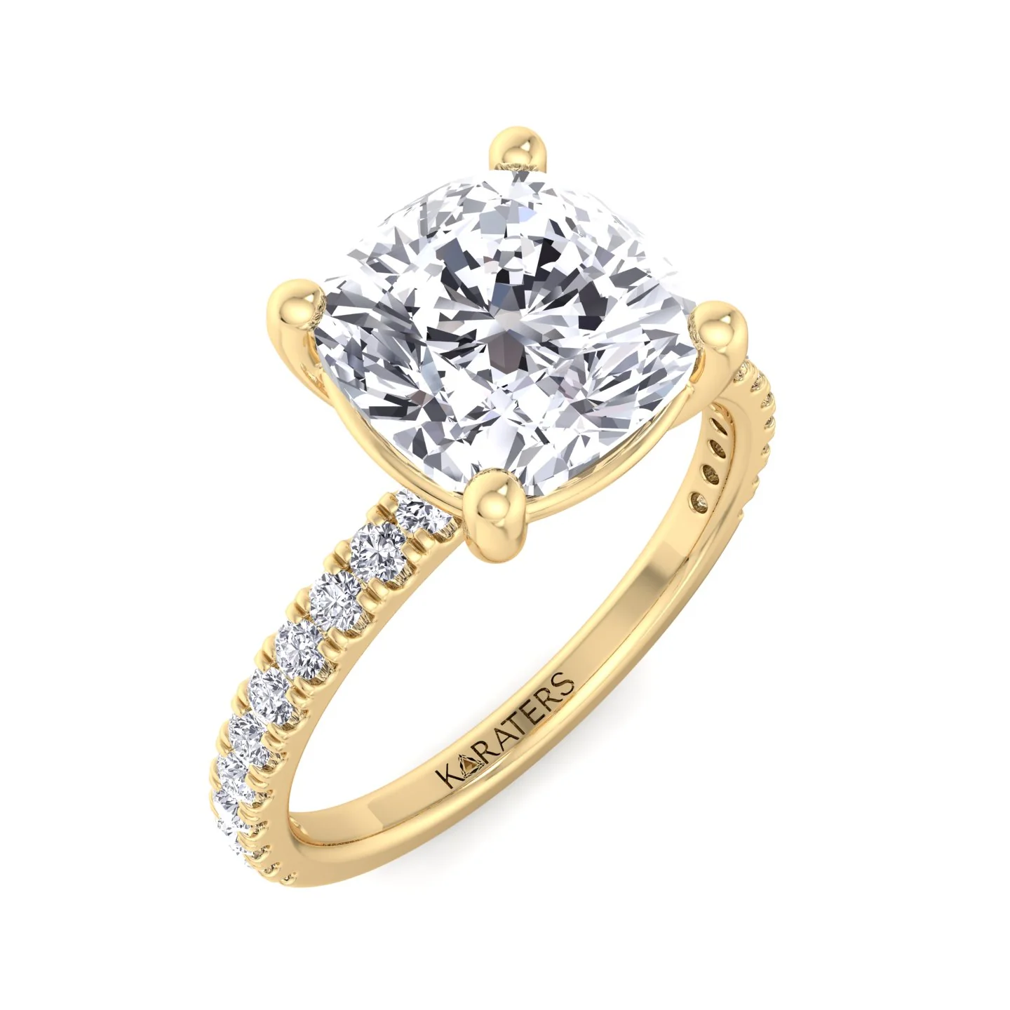 Cushion Cut Lab Grown Diamond Engagement Ring with SideStones - Image 8